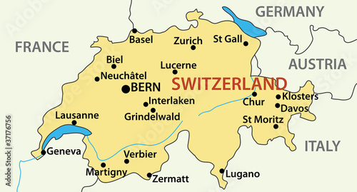map of Switzerland - vector illustration