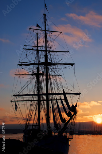 Wallpaper Mural Tall ship silhouette at sunset Torontodigital.ca