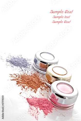colorful makeup set on white background