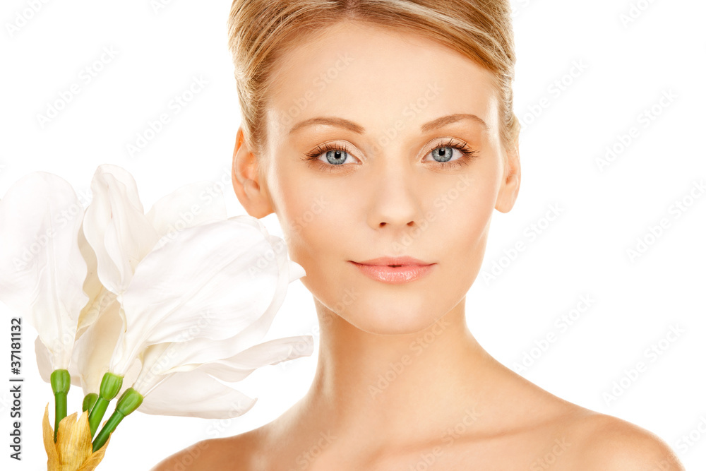beautiful woman with madonna lily beautiful woman with madonna lily