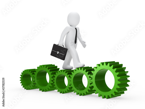businessman go on green gear