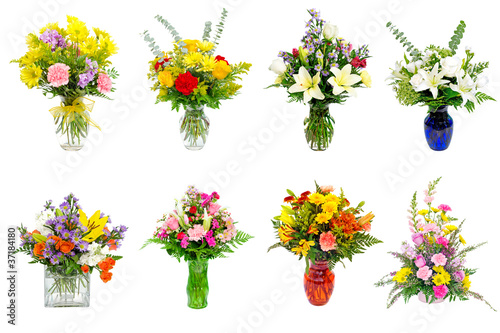 Collection of various colorful flower arrangements