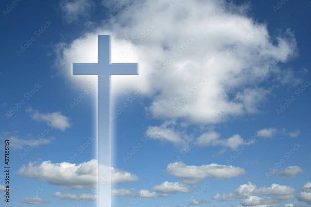High resolution Christian cross on sky High resolution Christian cross on sky