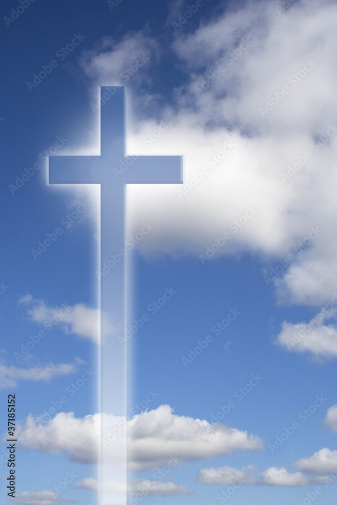 High resolution Christian cross on sky