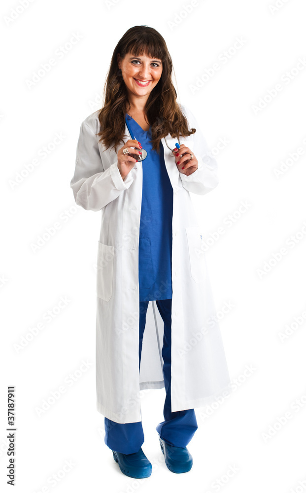 Full length doctor isolated on white