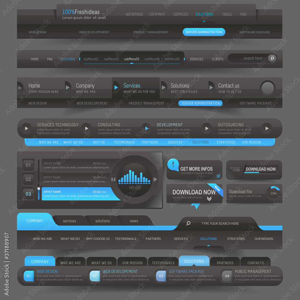 Web site design template navigation elements