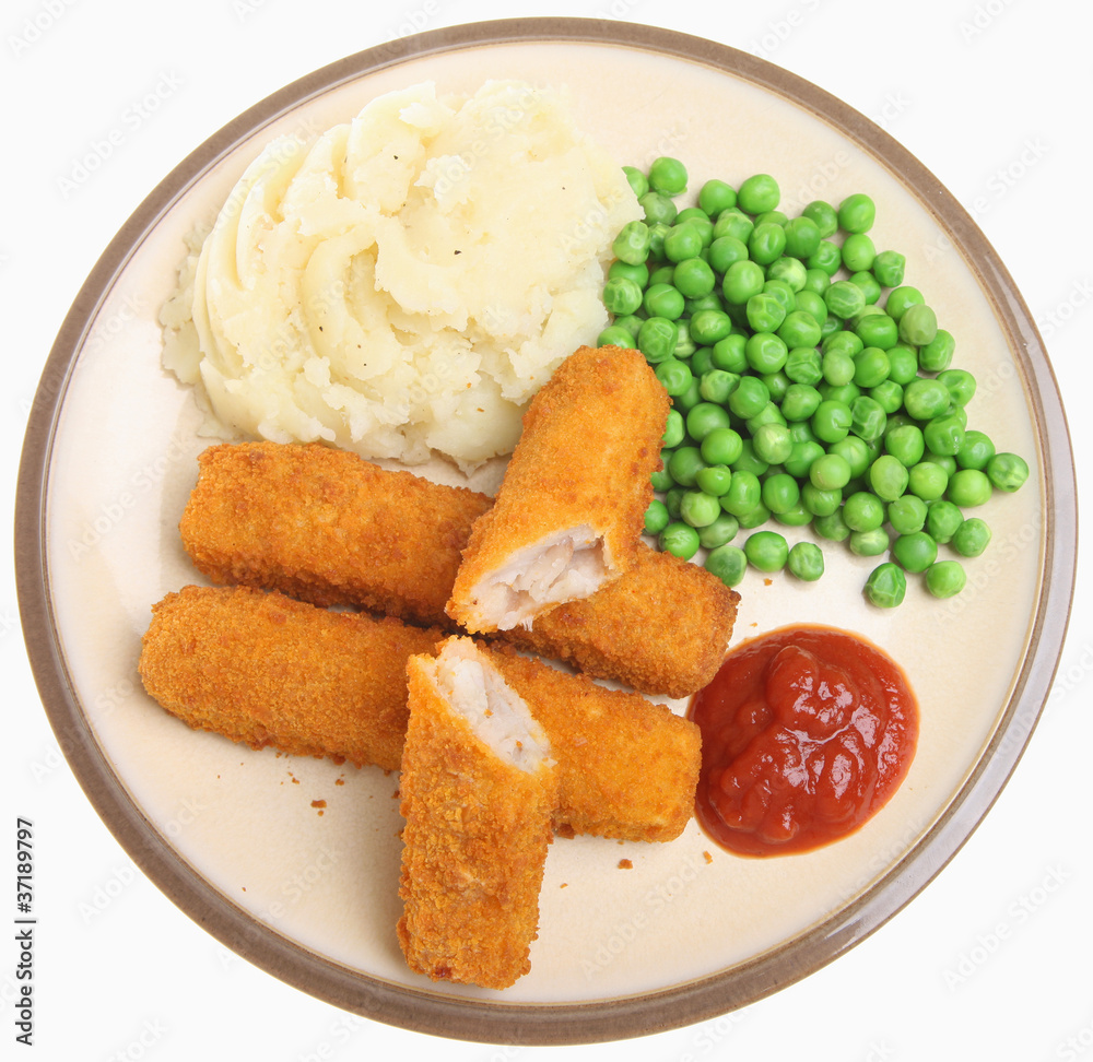 Fish Fingers Meal Stock Photo