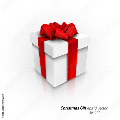 3D Gift Box with Red Ribbon Bow