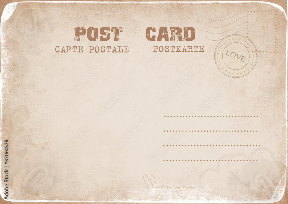 Naklejka premium Vintage postcard with a stamp of Love