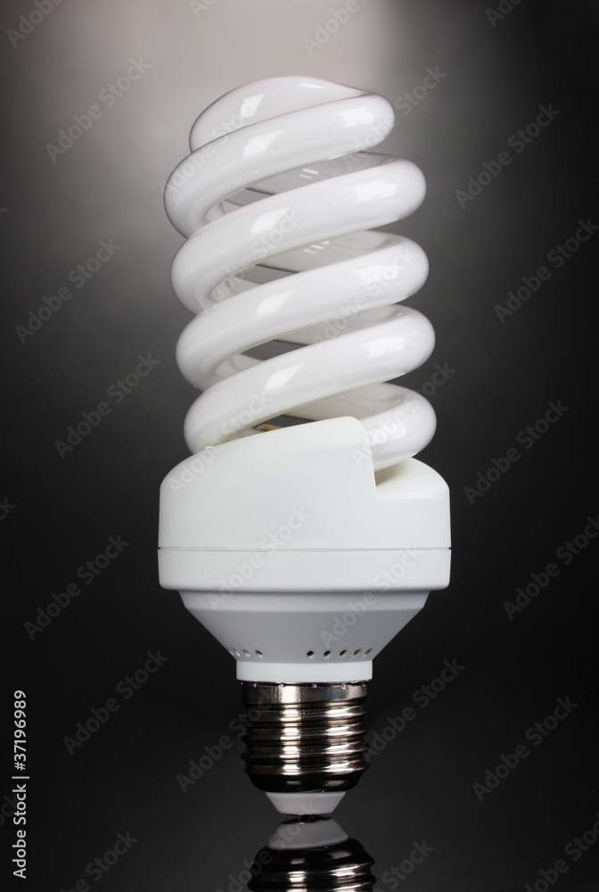 energy saving light bulb on gray background. energy saving light bulb on gray background.