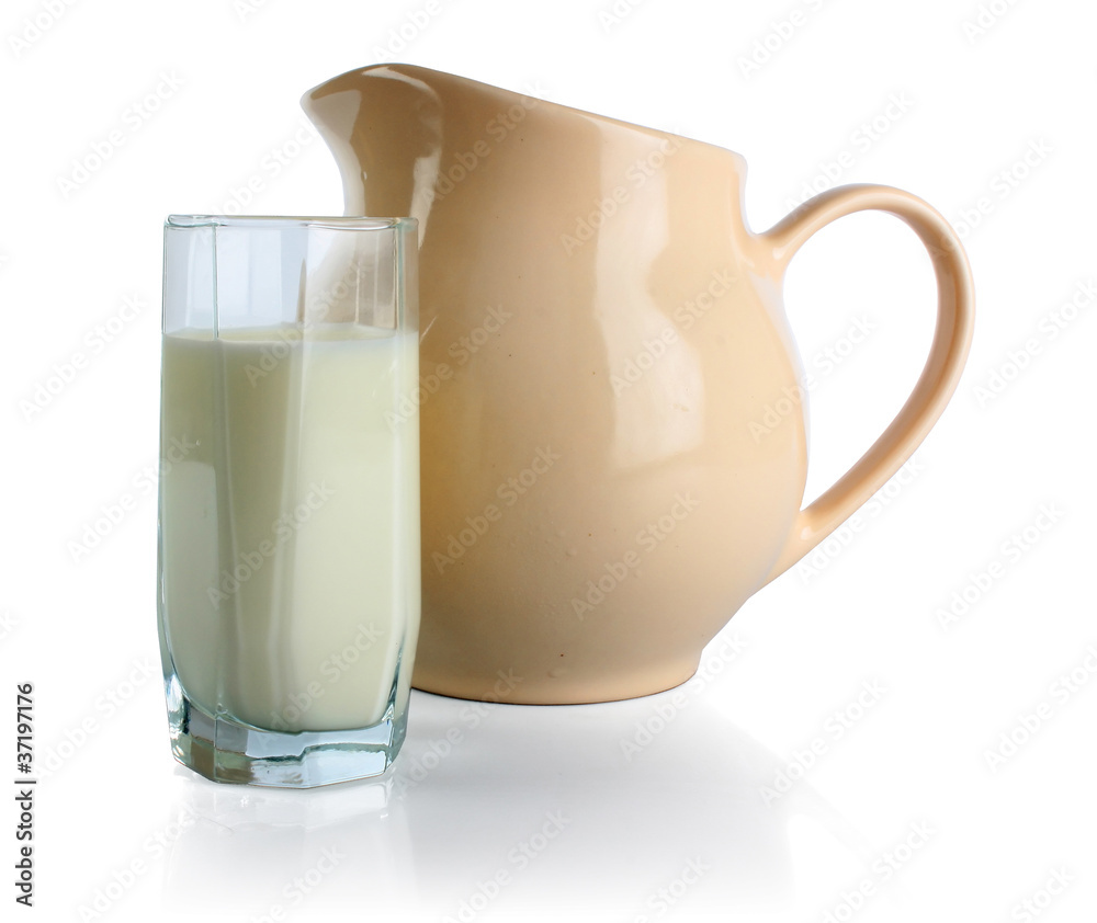 Milk jug and glass Milk jug and glass