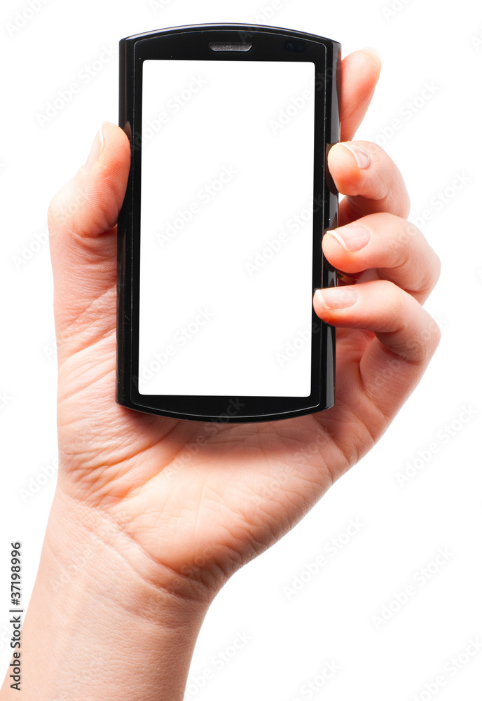 holding a modern touch screen phone holding a modern touch screen phone