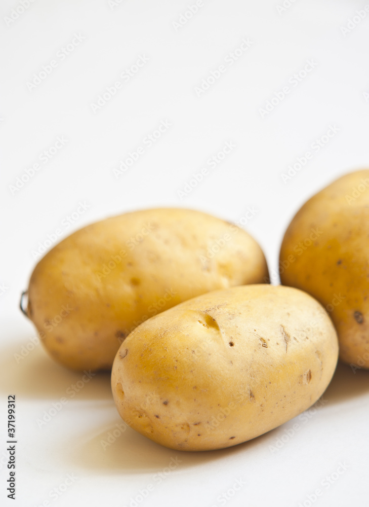 bunch of potatoes on white background close up shoot bunch of potatoes on white background close up shoot