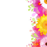 Flower Background With Color Gerbers And Leafs