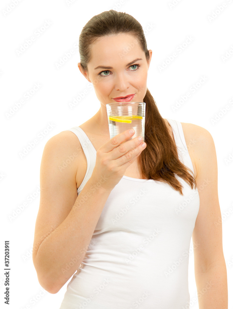 Beautiful woman drinking a glass of water Beautiful woman drinking a glass of water