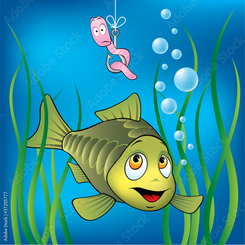 Funny fish and worm