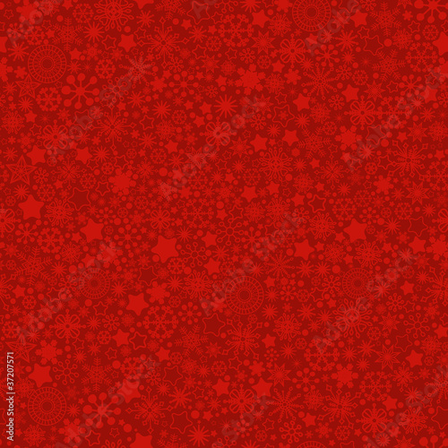 Red Christmas snowflakes texture vector seamless pattern