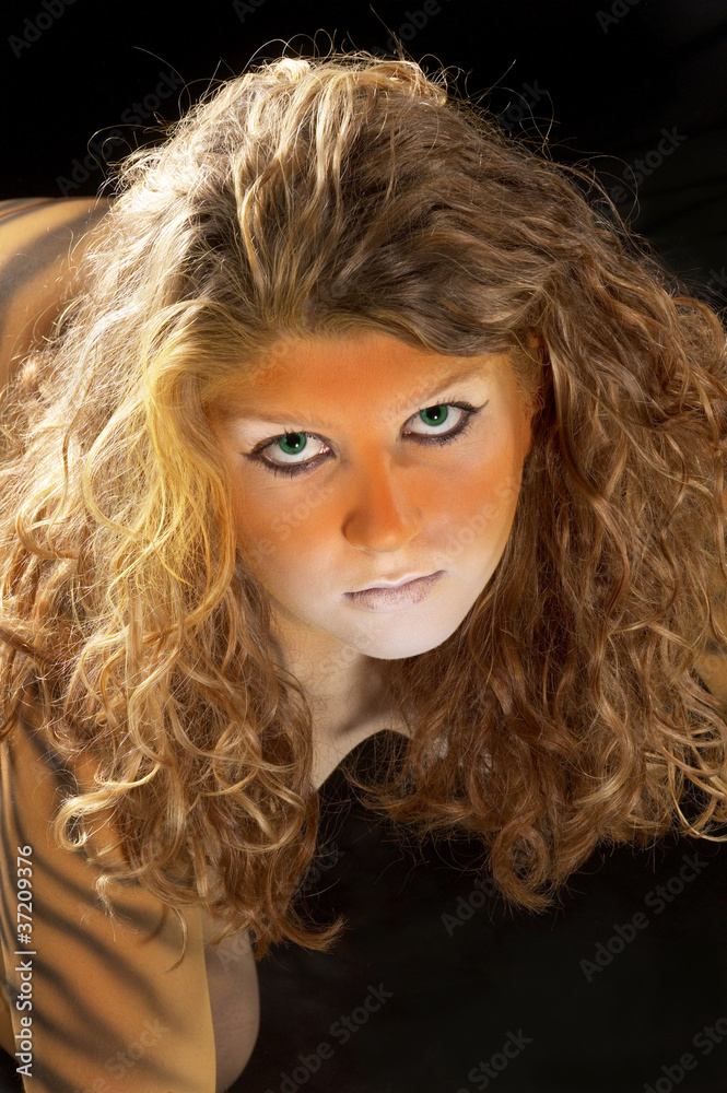 bodypainted tiger girl portrait bodypainted tiger girl portrait