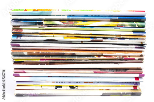 Stack of magazines isolated