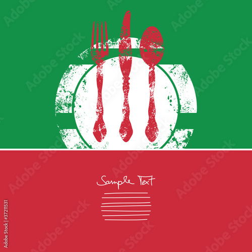 Italian Dinner Card Cutlery With Plate