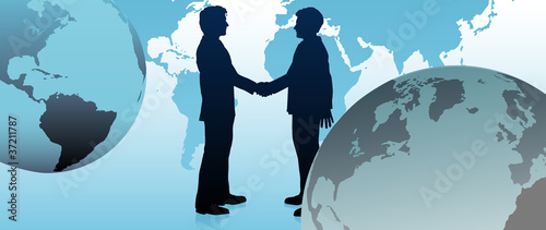 Global business people link communicate world