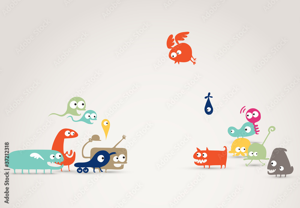 Obraz premium funny creatures meeting