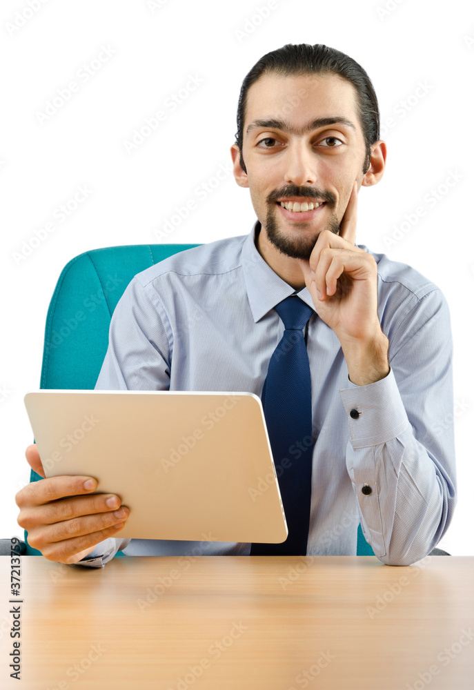 Businessman working on tablet computer Businessman working on tablet computer