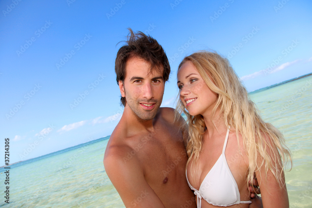 Couple in honeymoon in tropical island