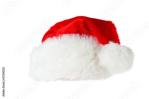 Front view of a santa hat isolated on white