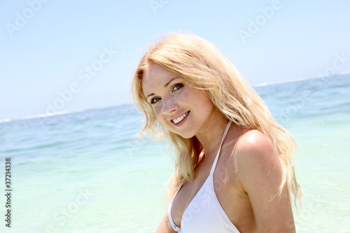 Beautiful blond woman in ocean water © goodluz