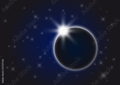 Full sun eclipse with stars.