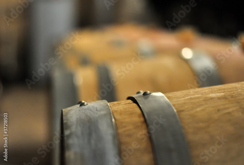 row of wine barrels