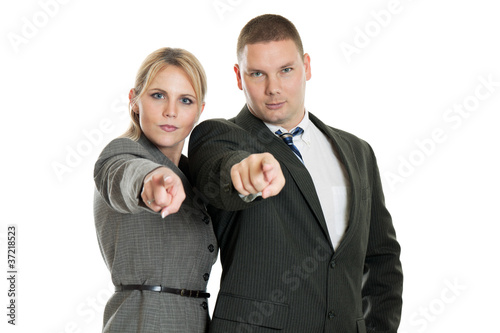 Business people pointing at the camera photo