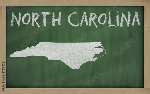 outline map of north carolina on blackboard
