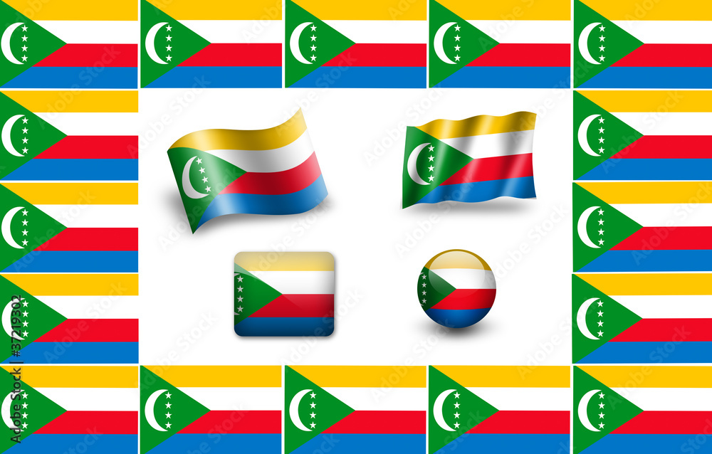 Flag of Comoros.  icon set. flags frame