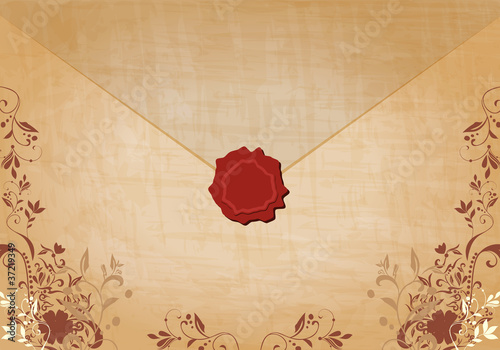 Beautiful floral vintage envelope illustration