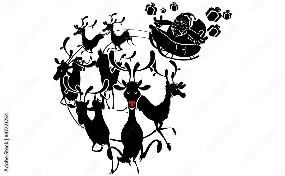 Reindeer Silhouette And Santa Claus Christmas Reindeer Silhouette And Santa Claus Christmas