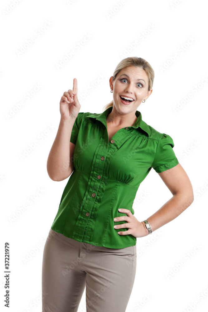 Woman having an idea isolated on white Woman having an idea isolated on white