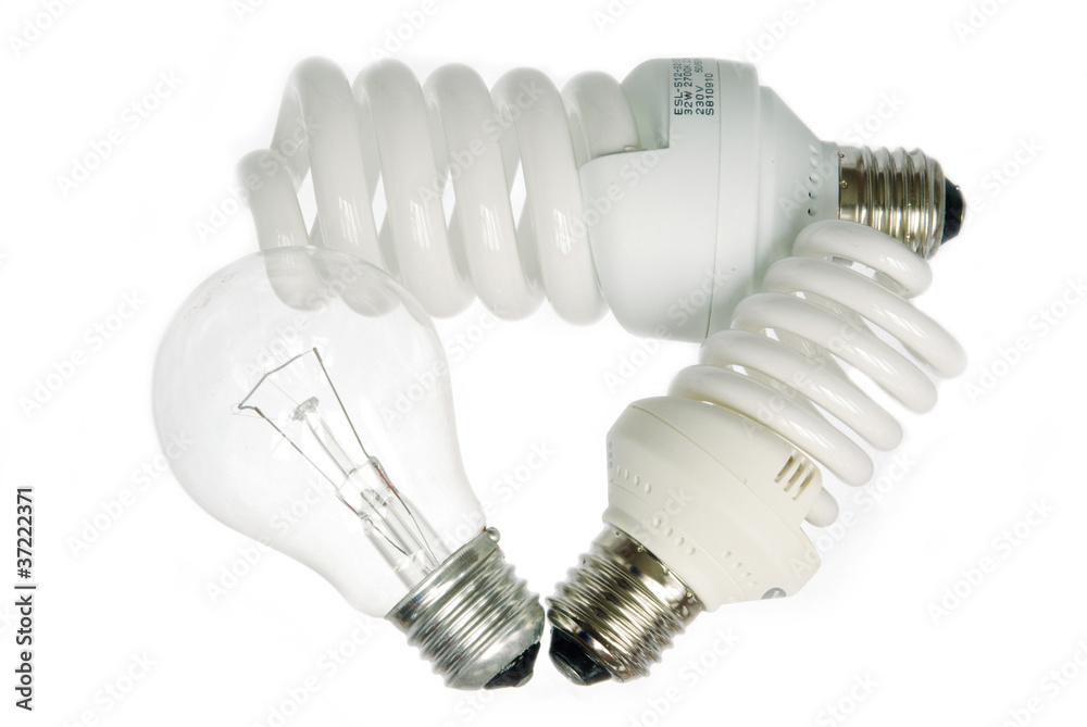 Power saving up lamp isolated on white Power saving up lamp isolated on white