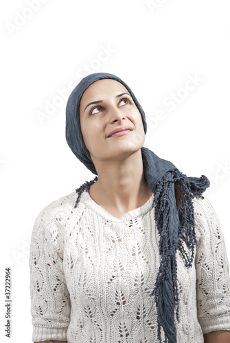 Female with Blue Veil Smile