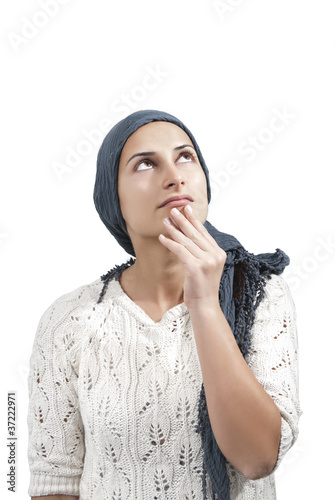 Female with Blue Veil Think