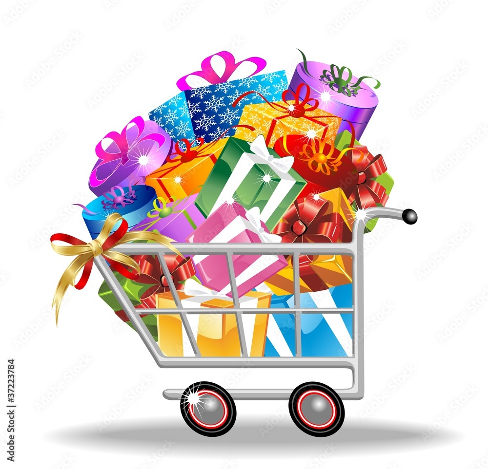 Carrello Spesa Acquisti di Natale-Christmas Shopping Cart Stock Vector