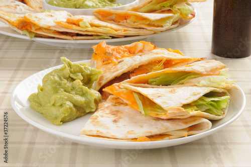 Cheese quesadilla with guacamole