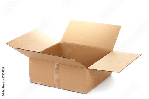 open cardboard box isolated on white © Africa Studio