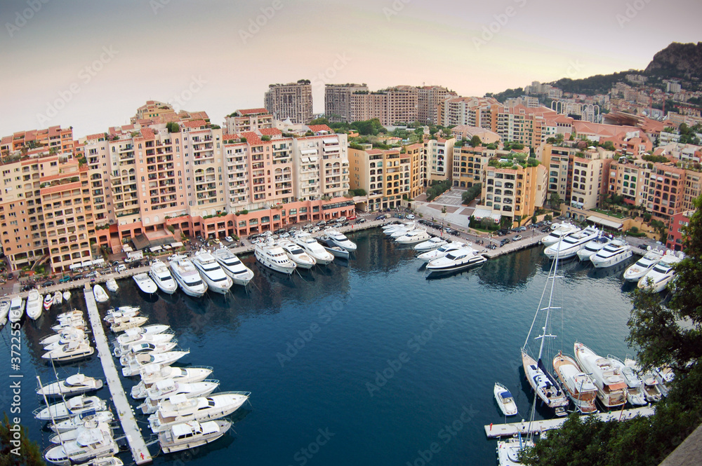Luxury yachts in Monaco marina. Port de Fontveille.