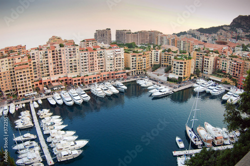 Luxury yachts in Monaco marina. Port de Fontveille.