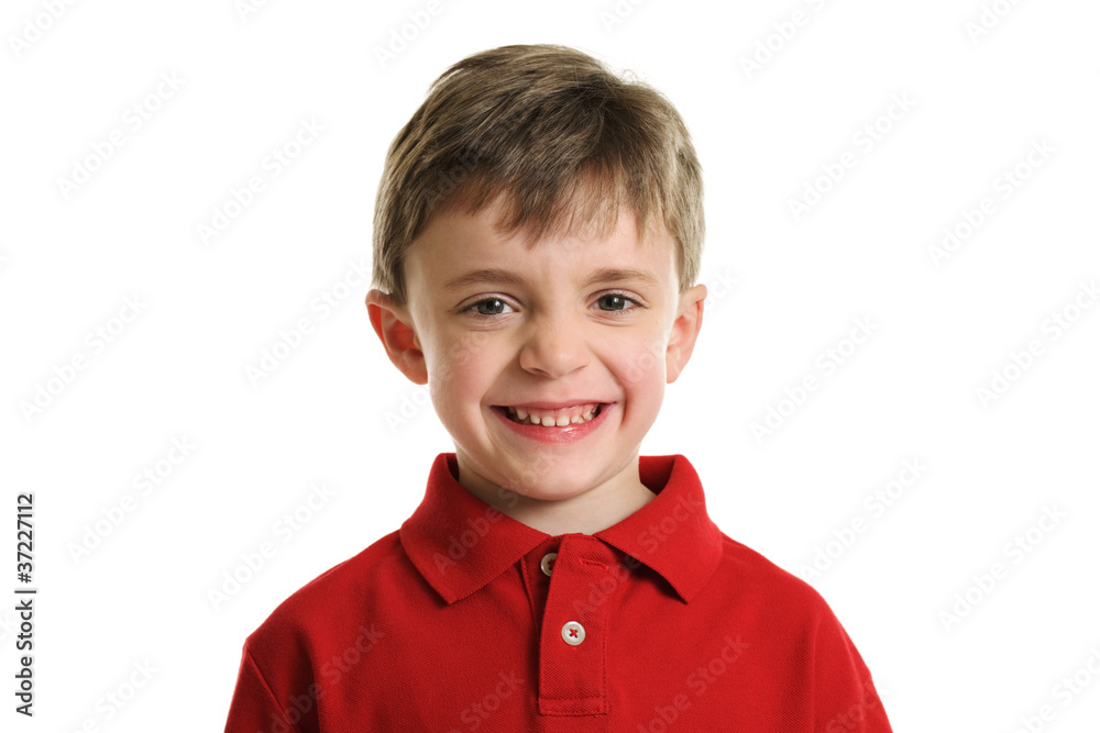 Little boy smiling portrait isolated on white Little boy smiling portrait isolated on white