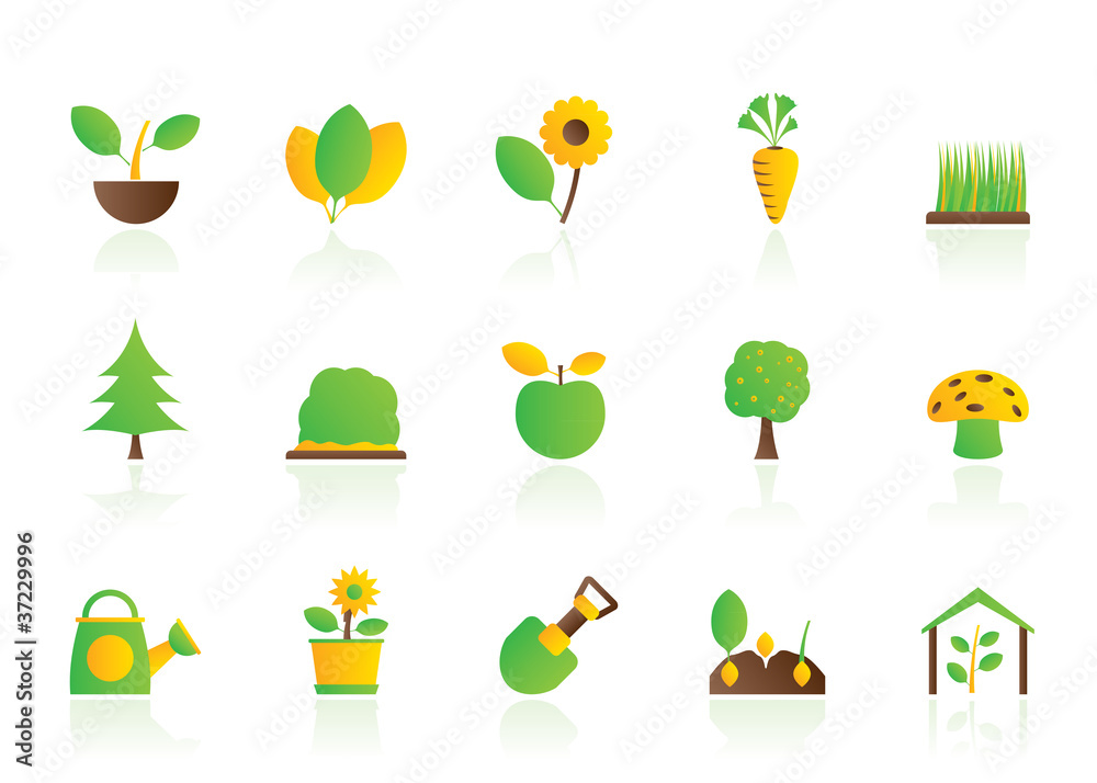Different Plants and gardening Icons Different Plants and gardening Icons
