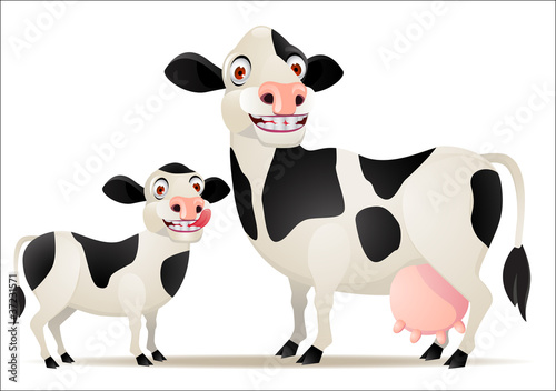 Mother and baby cow