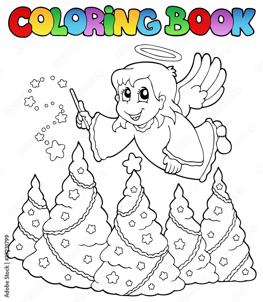 Coloring book angel theme image 2 Stock Vector | Adobe Stock